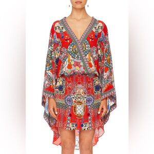 Camilla Found in Translation Silk Kimono Asymmetrical Printed Dress.